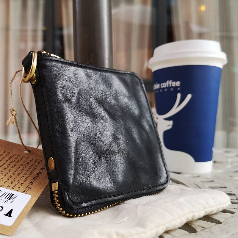 Дизайнерский кошелек в стиле ретро для мужчин короткий бумажник из натуральной