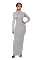 women turtleneck long sleeve stretchy maxi dress 2021 spring autumn new solid color casual slim bodycon hips long dress vestidos