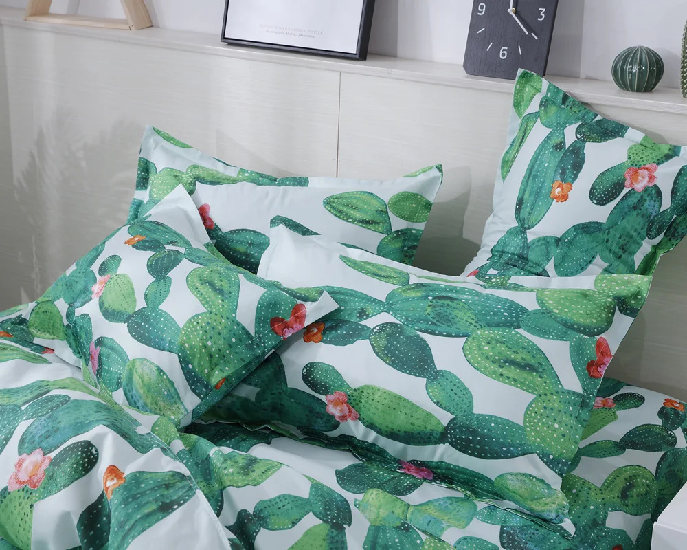 3D Противоударная заданяя из двух предметов с рисунком кактуса Постельное белье