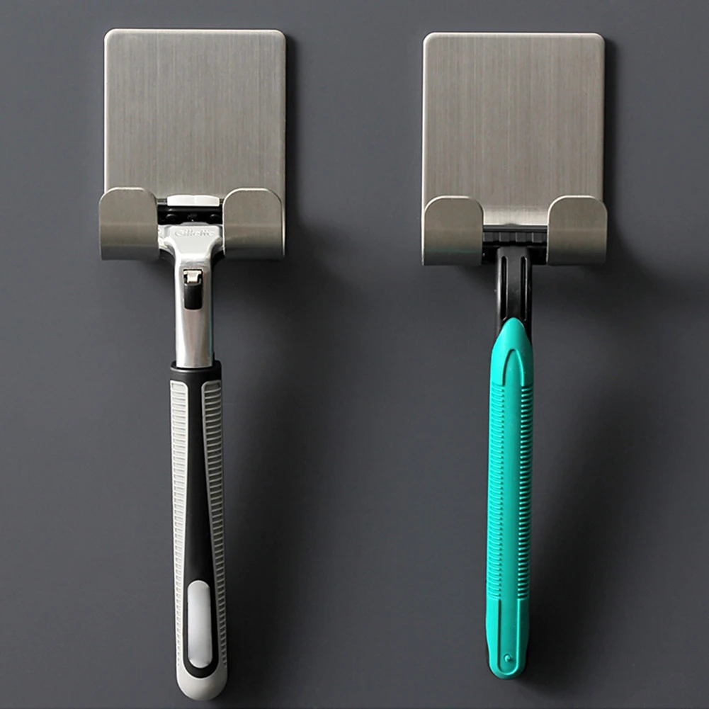Soporte de maquinilla de afeitar de acero inoxidable para hombre, estante de pared para afeitadora, gancho de almacenamiento, organizador de ba&ntilde;o, percha, 1 ud.-4