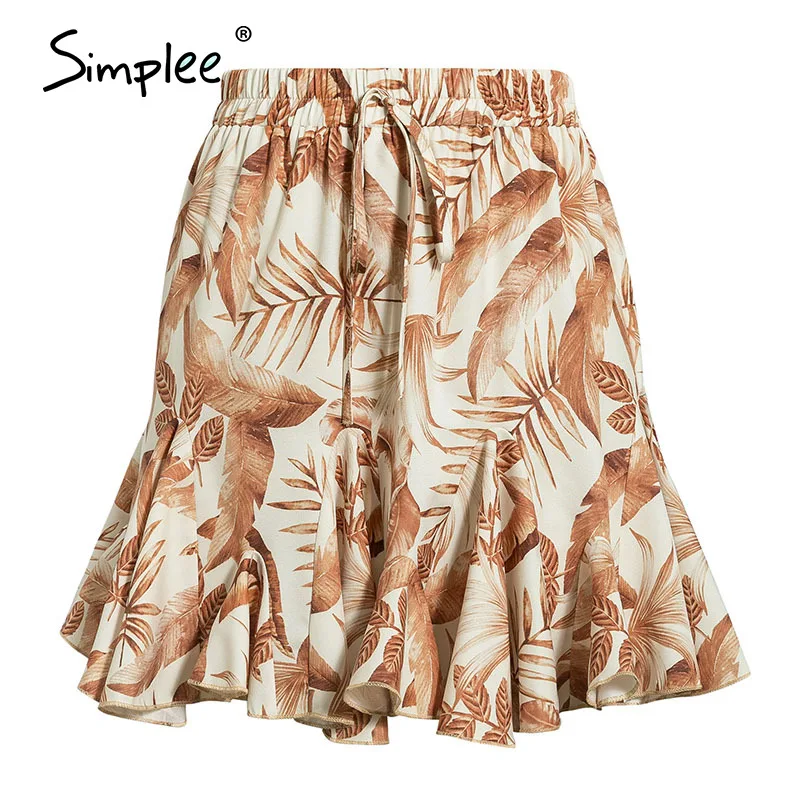 Юбка-мини женская летняя с высокой талией эластичная оборками | Женская одежда