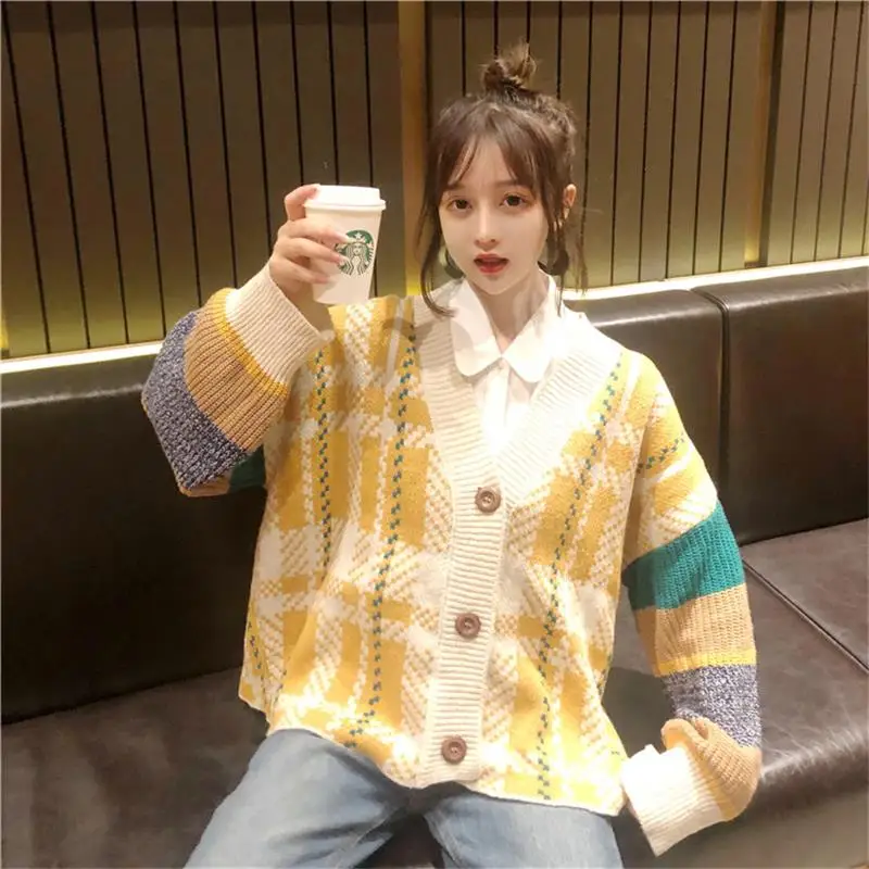 Loose Casual Color Matching Sweater Women's Sweaters Japanese Kawaii Ulzzang Female Korean Harajuku Cute Clothing For Women |