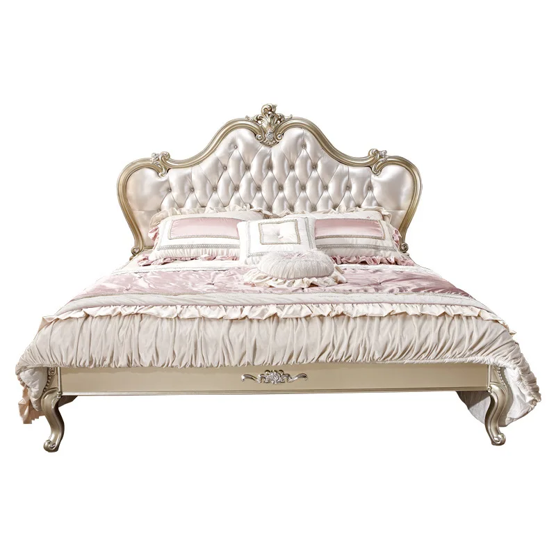 Европейская кровать 1 8 м кожаная мягкая для французской принцессы спальни