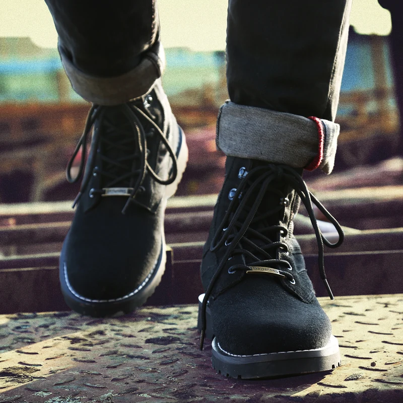 Осенняя обувь защитные тренировочные резиновые льняные мужские ботильоны