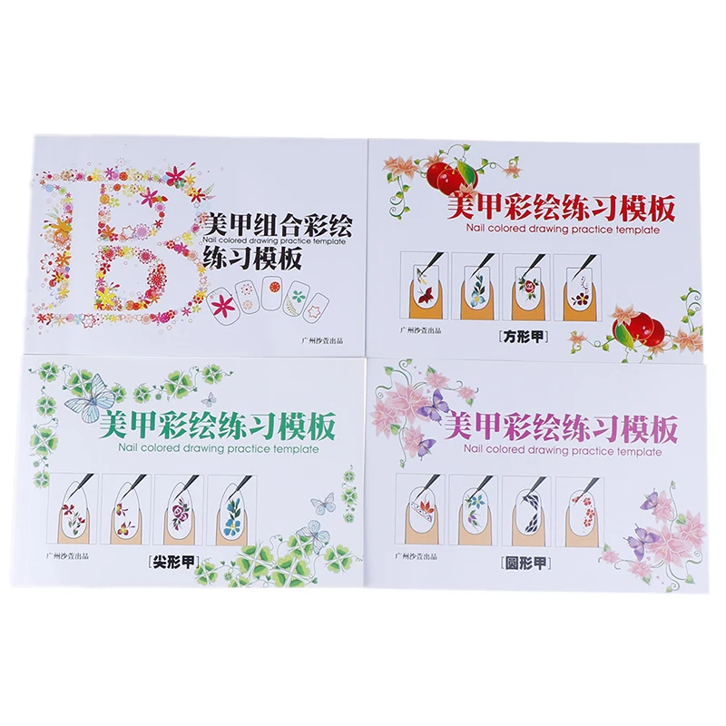 Multi-shaped Nail 24 Pages Art Practice Book Colored Drawing Painting Template Manicure Tools | Красота и здоровье