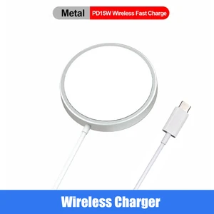 15w qi magnetic wireless charger for iphone 12 pro max mini with fast charging usb c integrated cable quick pd adapter free global shipping