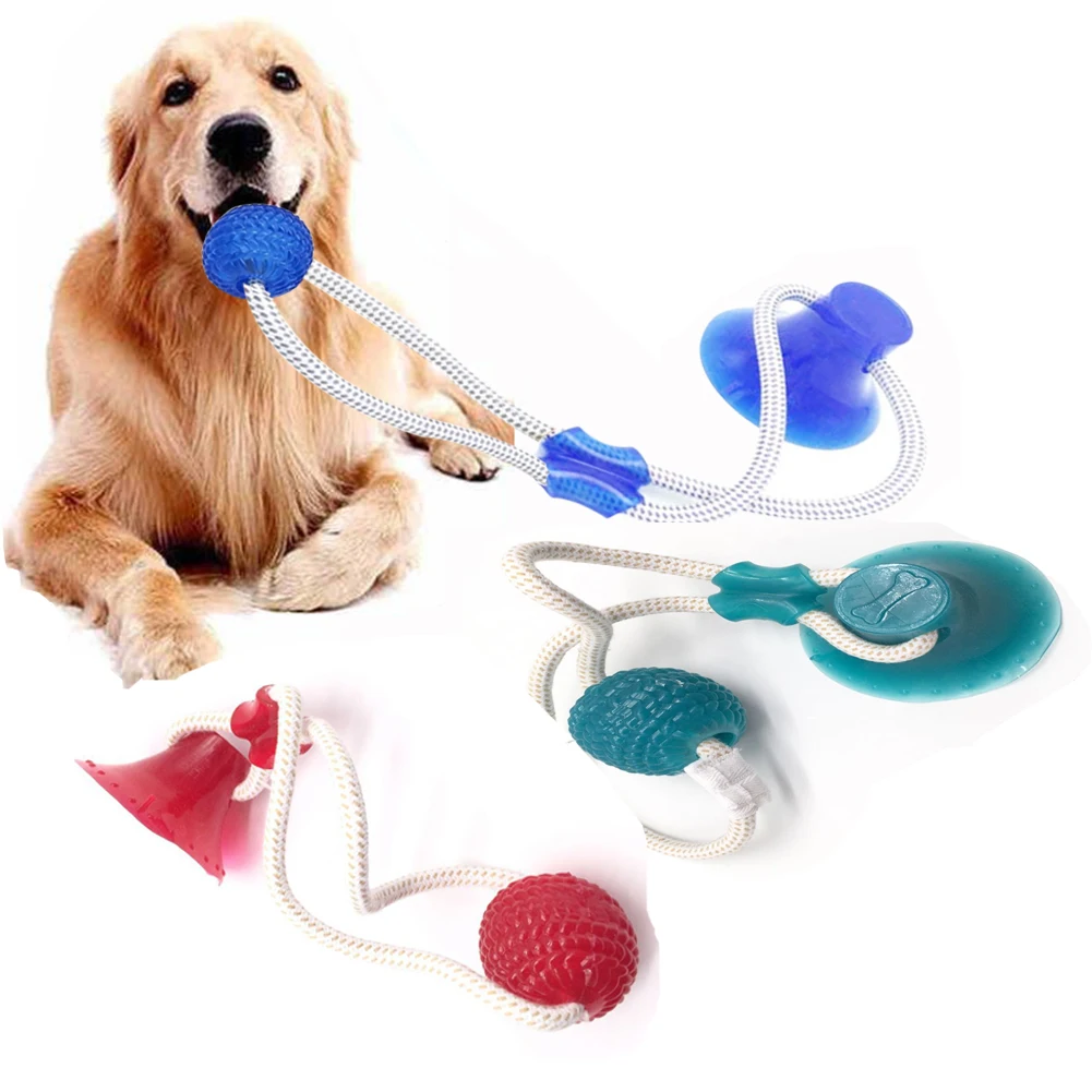

Multifunction Pet Molar Bite Dog Toys Rubber Chew Ball Cleaning Teeth Safe Elasticity Soft Puppy Suction Cup Dog Biting Toy