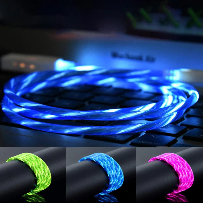 Кабель зарядный Streamer USB Type C со светодиодной подсветкой для Huawei Mate 9 10 20 30 20X Pro P30 P20