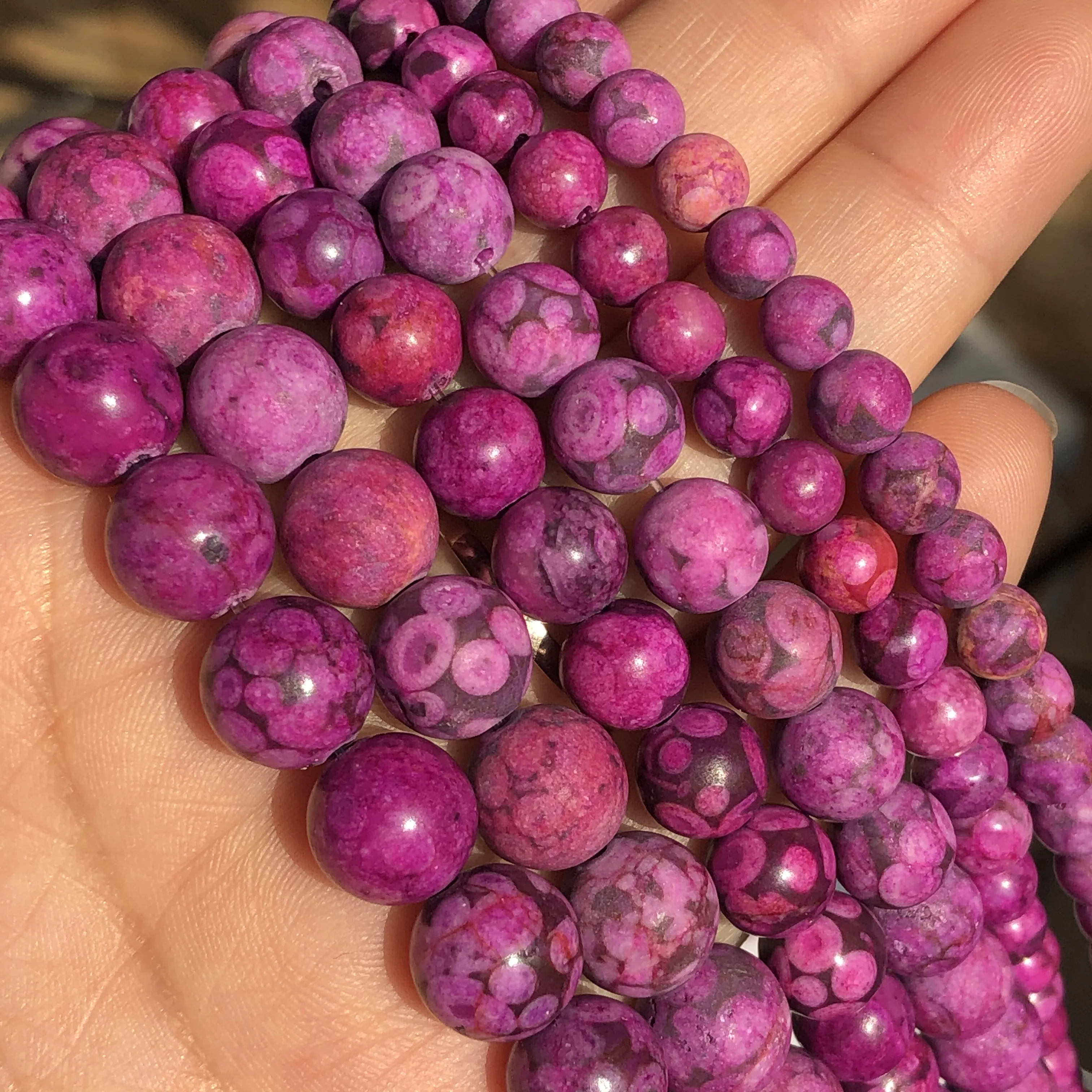 Фуксия Maifanite бирюзовый камень Bead натуральные круглые бусины россыпью для самостоятельного изготовления ювелирных изделий браслет ожерелье 4 6 8 мм 15 дюймов