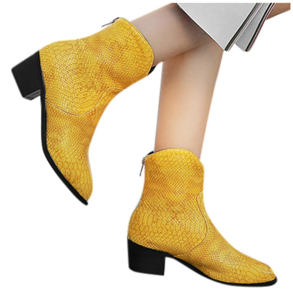 Модные женские ботинки повседневные кожаные весенние на высоком каблуке