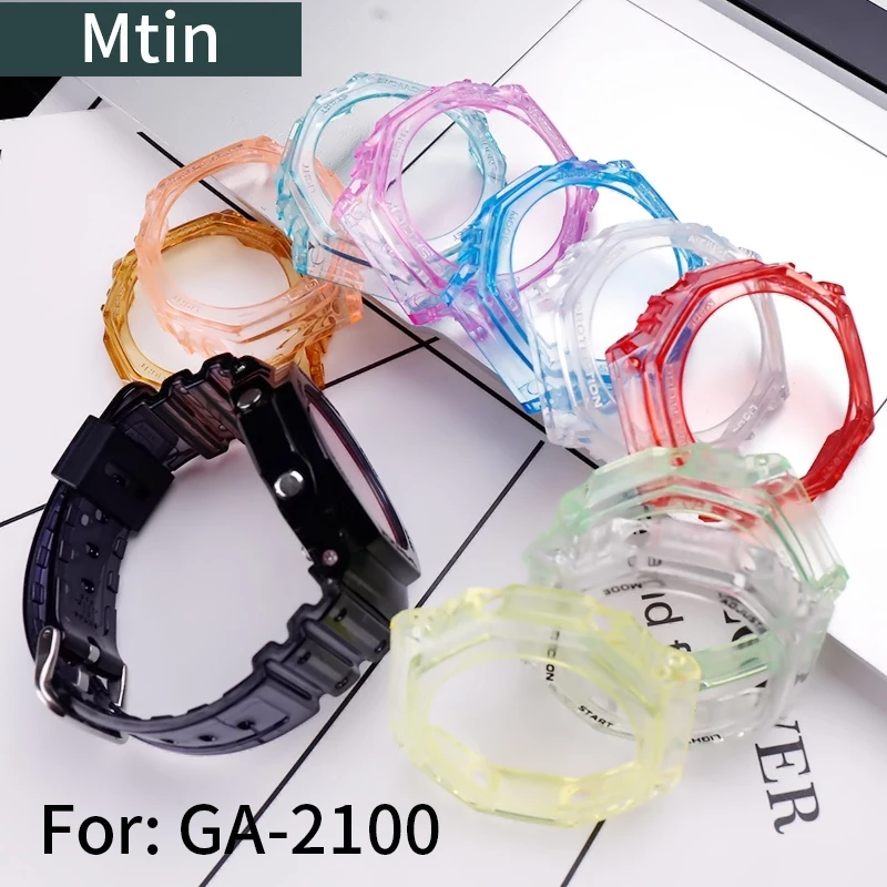 Watch accessories pin buckle For Casio G-Shock GA2100 2110 resin watchband watch case outdoor sports wristband Men Watchbands