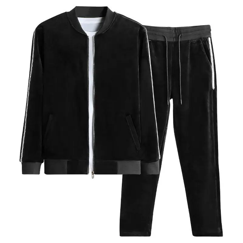 Double-sided Gold Velvet Men's Casual Sports Suit Autumn and Winter Sweater Men's Plus Velvet Thick Warm Suit