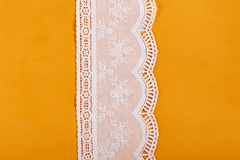 10.5cm wide-1yards/lot Craft Beige/White Flower Embroidered Lace Trim Cotton Ribbon Lovely Z902 | Дом и сад