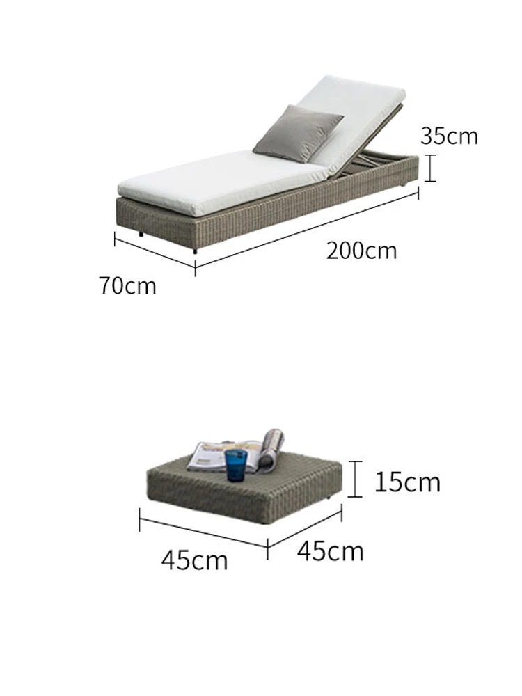 Бесплатная доставка шезлонг открытый ротанг диван лежа кровать балкон вилла