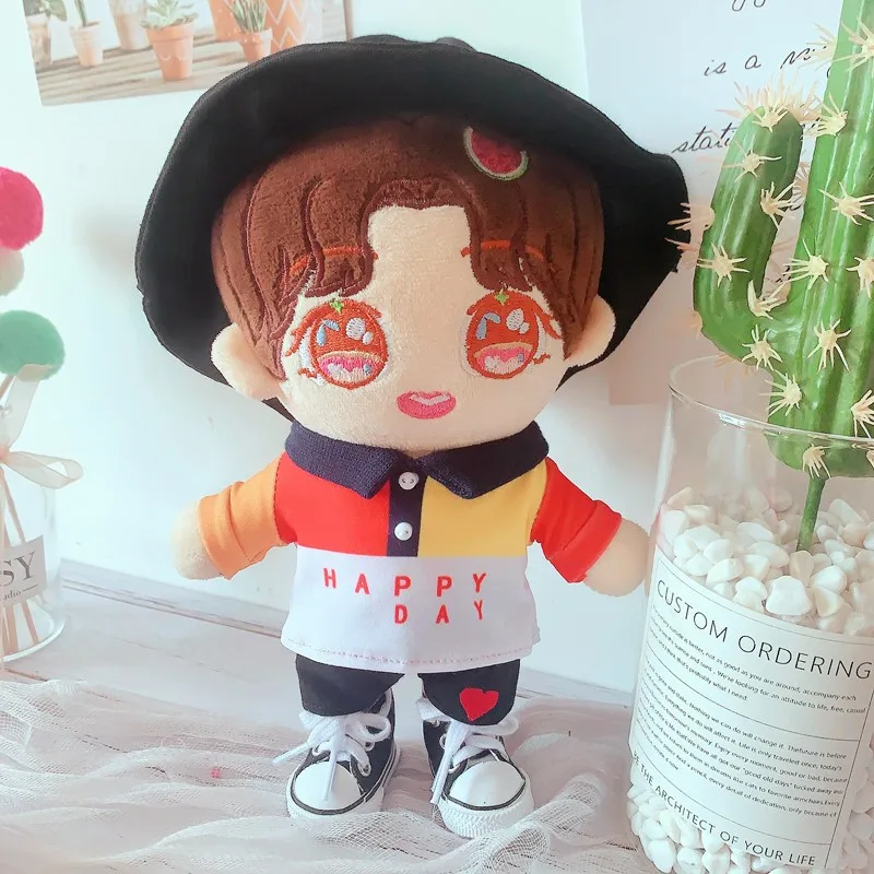 

20cm doll clothes Lovely shirt Jeans Fisherman hat shoes dolls accessories Korea Kpop EXO idol Dolls gift DIY Toys