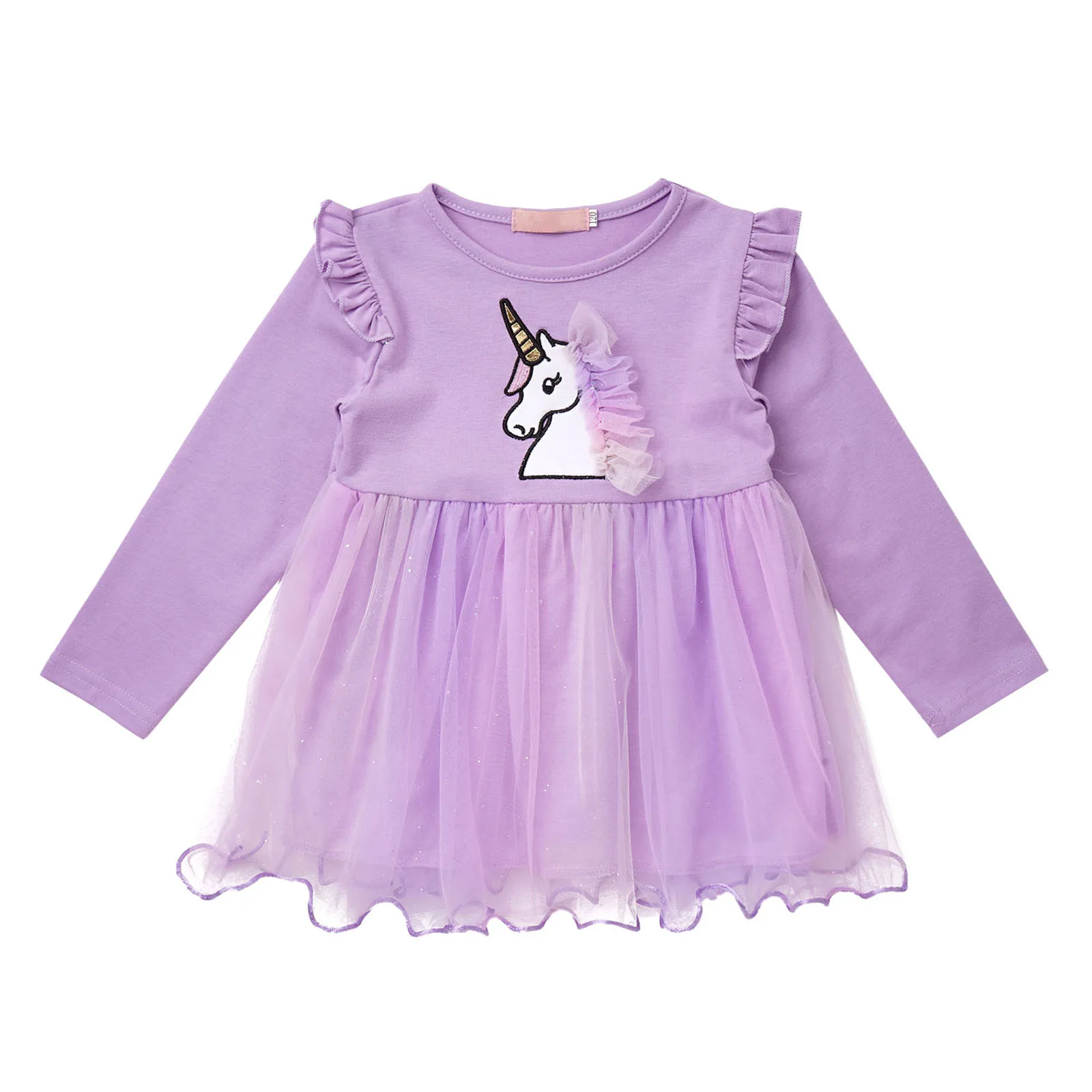 

Spring Autumn Baby Girl Dress Long Sleeve Cartoon Horse Print Toddler Girls Dresses Party Princess Mesh Tutu Dress Kids Clothing