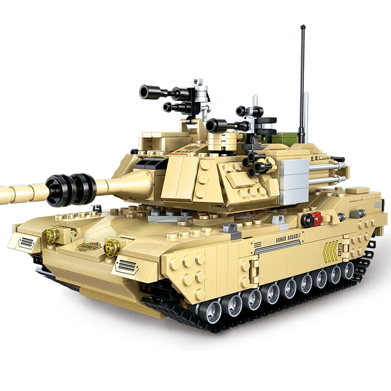 Военные строительные блоки Abrams Main Battle Tank 929 шт. совместимые WW2 M1A2 фигурки кубики