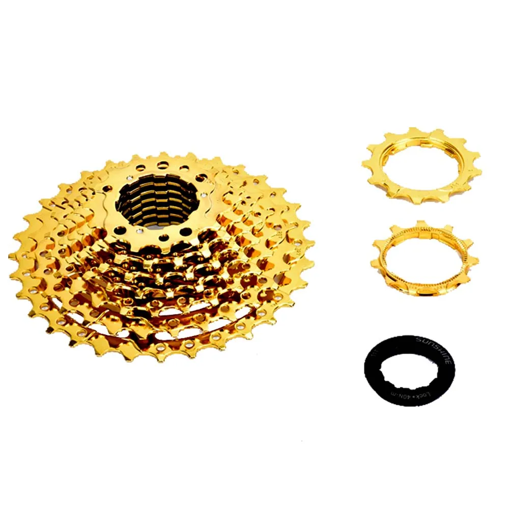Mountain bike flywheel 9s 32t gold 11-32T golden steel save effort 9 speed sprocket bicycle parts | Спорт и развлечения