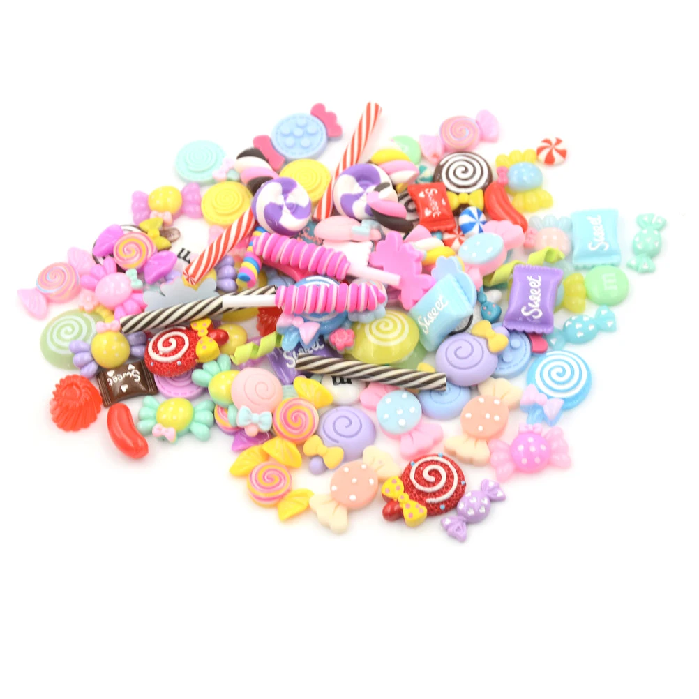 

10Pcs/lot Miniature Resin Lollipop Candy Dollhouse Food Kitchen Toys DIY Phone Case Decor Crafts Dolls Miniature Pretend Toy
