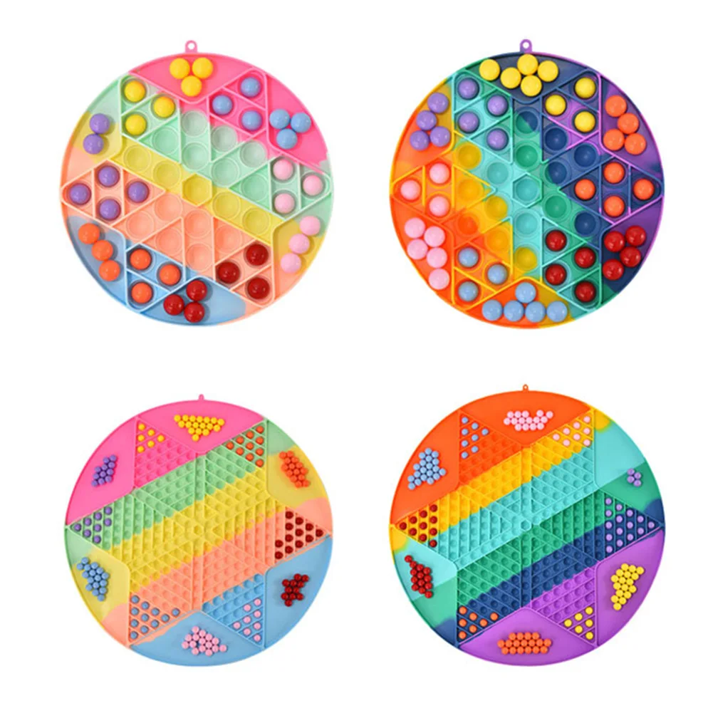 

Silicone Push Bubble Checkers With Colorful Beads Sensory Fidget Anti-Stress Toys Parent-Child Time Interactive Game Kids Toy