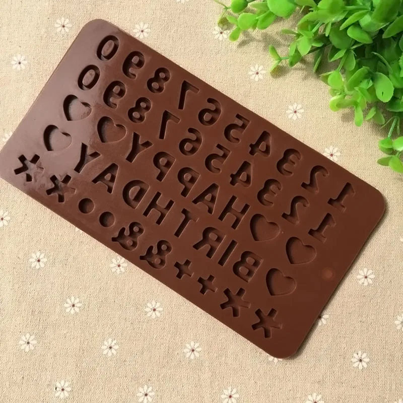 

3D 26 Letters Shape/0-9 Numers Chocolate Molds Happy Birthday Words Cake Mold Pudding Dessert Decoration Mould CANQ889