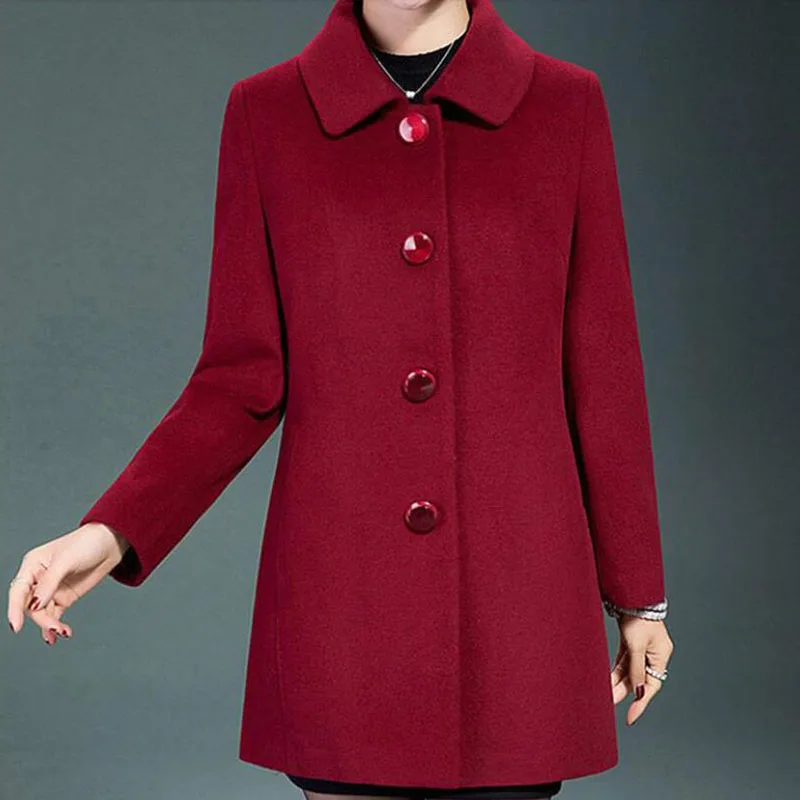 Женское однобортное пальто из смешанной шерсти базовое шерстяное элегантное