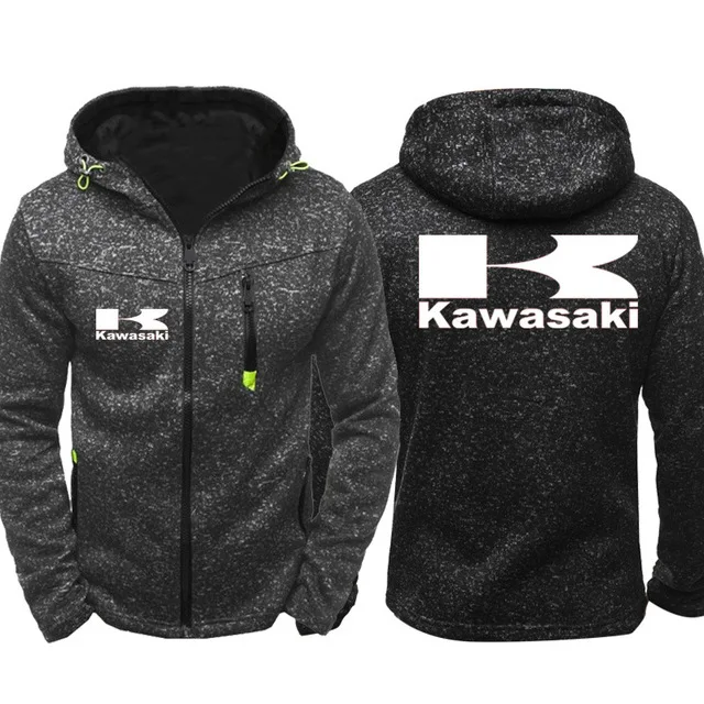 Зимнее пальто толстовки Кавасаки мото Логотип Мужские Повседневные Легкие