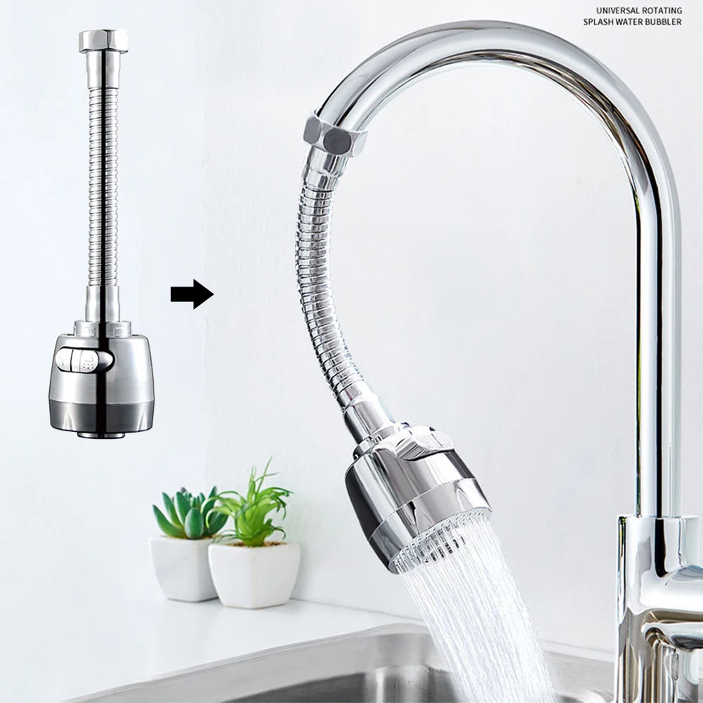

360 Degree Rotatable Nozzle Attachment Kitchen Faucet Aerator Universal Long 2 Modes Sprayer Head Bubbler Replacement Parts