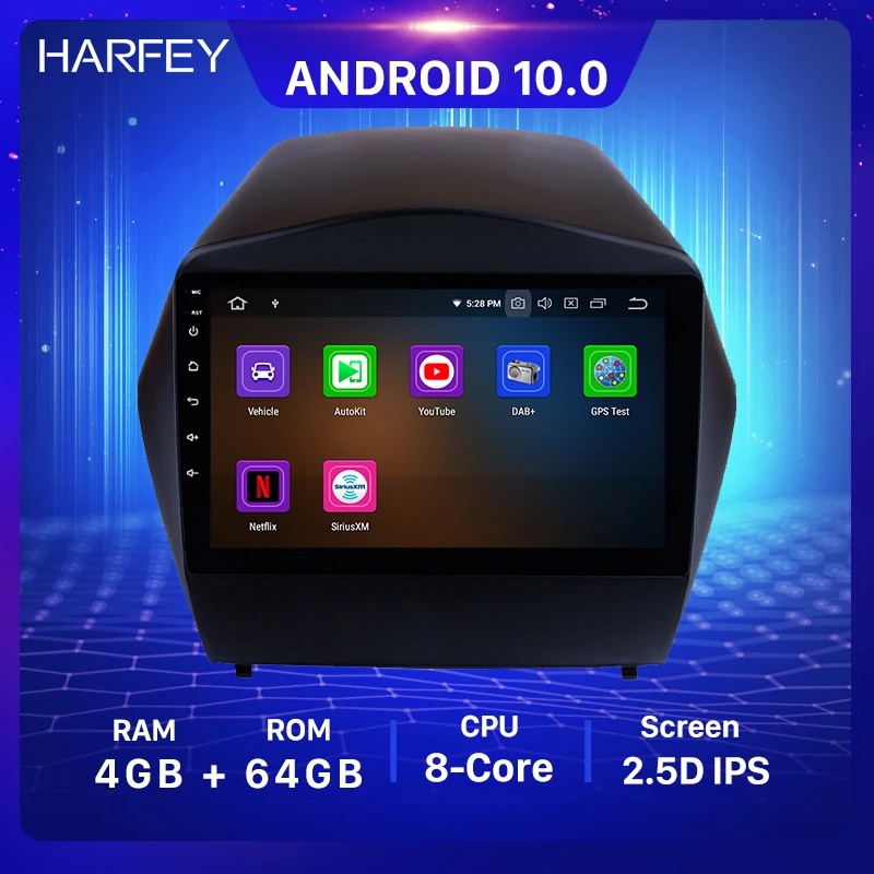 Автомобильный мультимедийный плеер Harfey android 10 0 8 ядер 4 Гб + 64 ГБ GPS навигация для