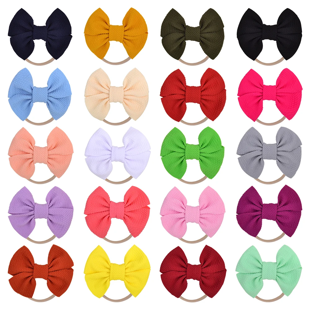 

Повязка на голову эластичная для девочек, тюрбан с бантом, милые однотонные аксессуары для волос для маленьких принцесс, 20 шт./лот