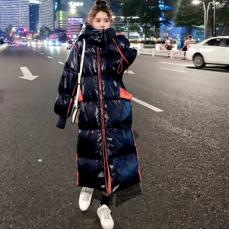 

Women's Thickened Down Jacket Winter Long Coat Hooded Parka White Duck Down Coat Over The Knee