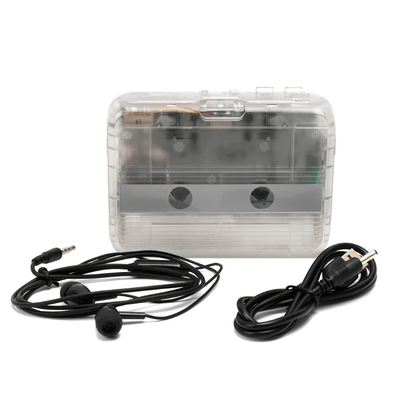 

H8WA Transparent Shell Cassette Tape Player USB /Battery Power Supplies USB Port ABS/Metal Material Small Lightweight Player