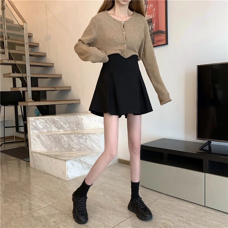 

Short Skirt Female Spring and Autumn Korean New Design Skirt High Waist Thin A-line Little Black Dress