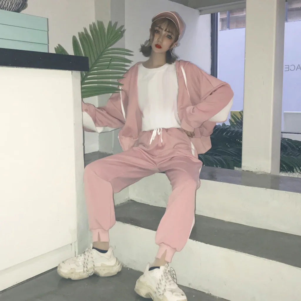 Женский спортивный костюм комплект из 2 предметов ветровка двух кофта с