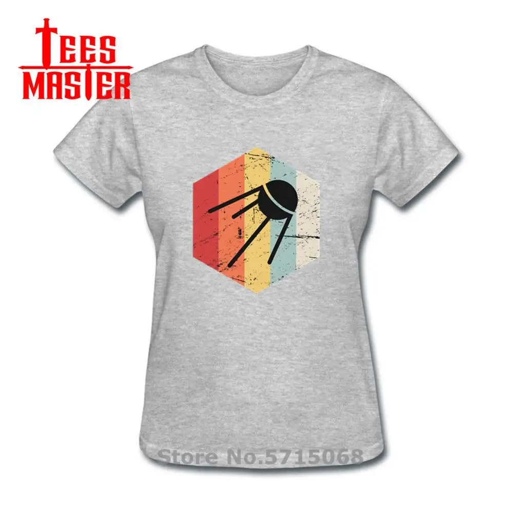 Ретро спутник значок для женщин футболка CCCP пространство с ракетой России