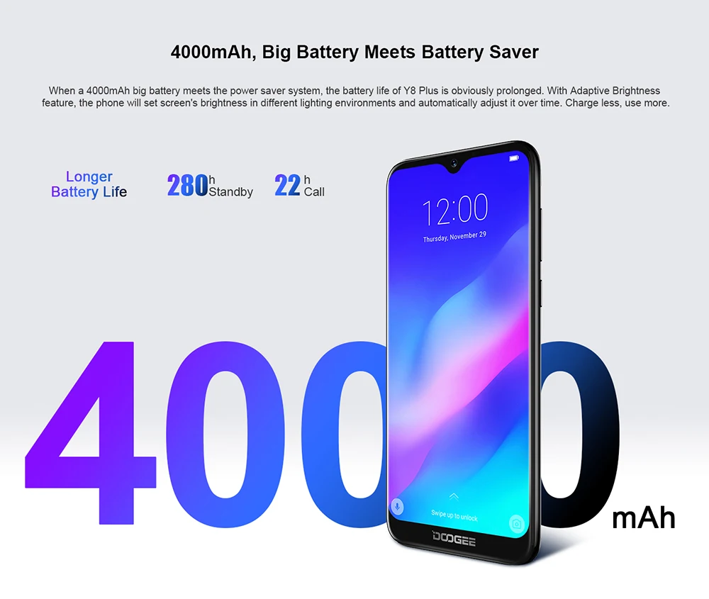 DOOGEE Y8 Plus, Android 9,0, FDD LTE, 6,21 дюймов, 19:9, экран капли воды, смартфон MTK6761, 3 Гб ОЗУ, 32 Гб ПЗУ, 4000 мАч, две sim-карты, МП