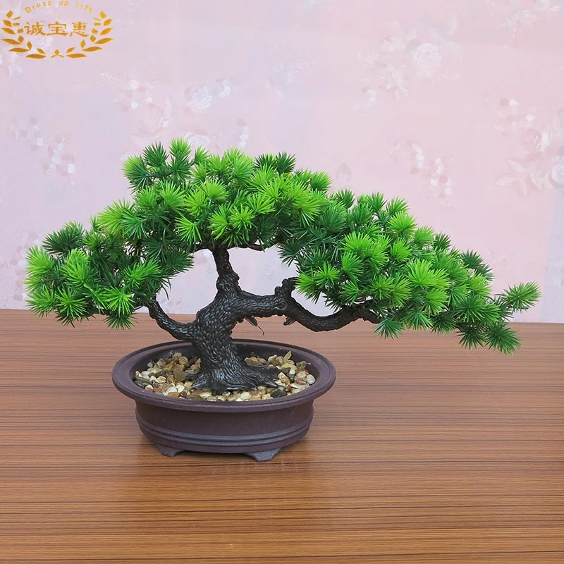 

Simulation welcome pine bonsai indoor desktop furnishings false flower plants small potted living room green plant ornaments