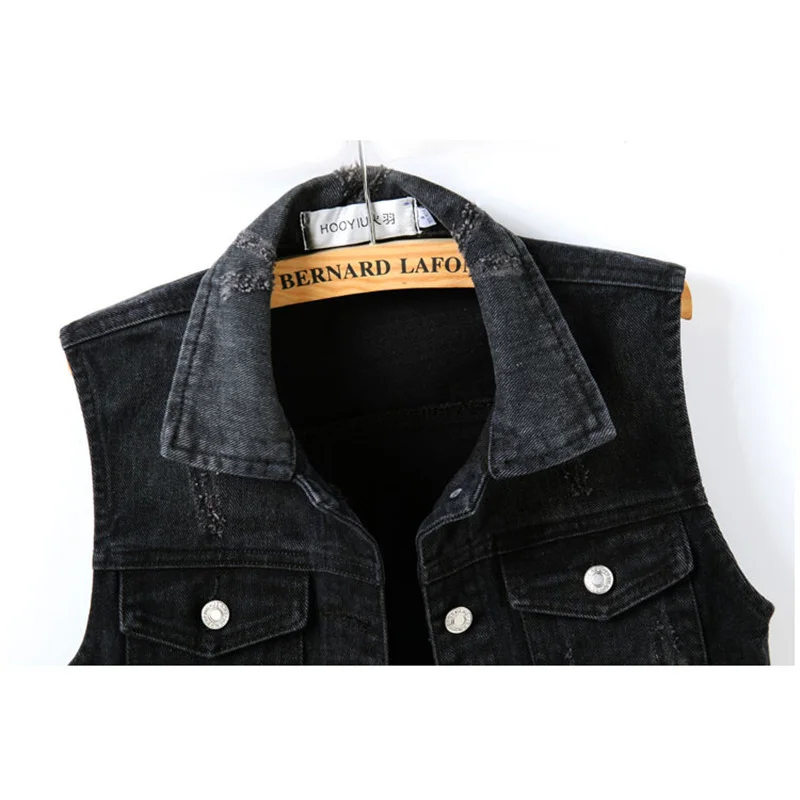 Женская Короткая Джинсовая безрукавка повседневная облегающая однобортная