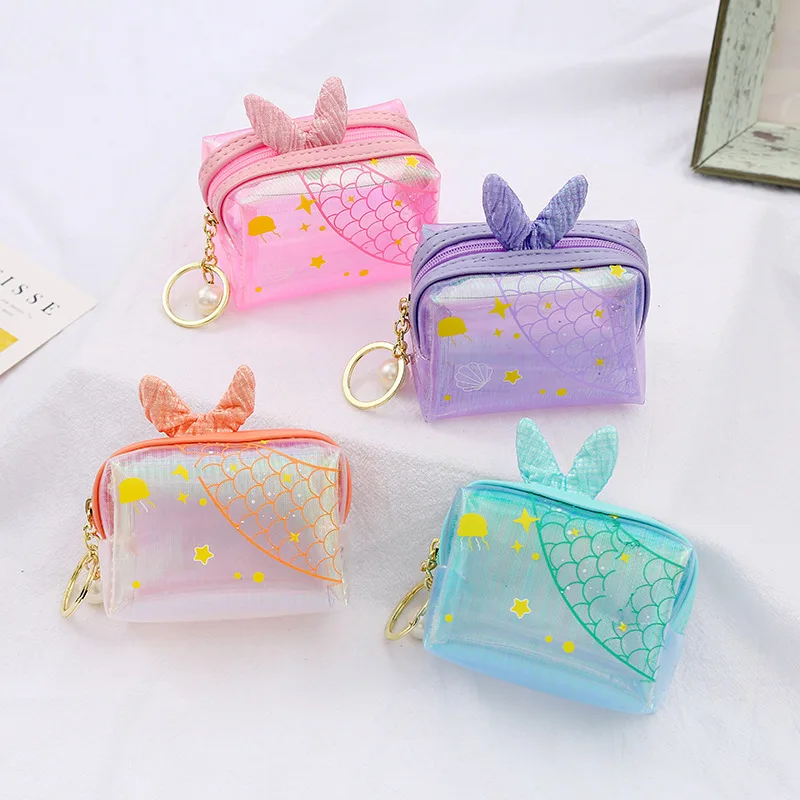 

Dream Mermaid Transparent Coin Purse Bag Zipper Women's Storage Bag Student Coin Bag Animation Derivatives