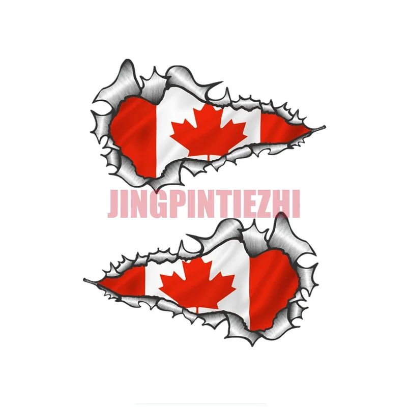 

2pcs Ripped Torn Metal Design with Canada Canadian Flag Motif External Vinyl Motorcycle Car Stickers Vinyl Motorcycle Decal