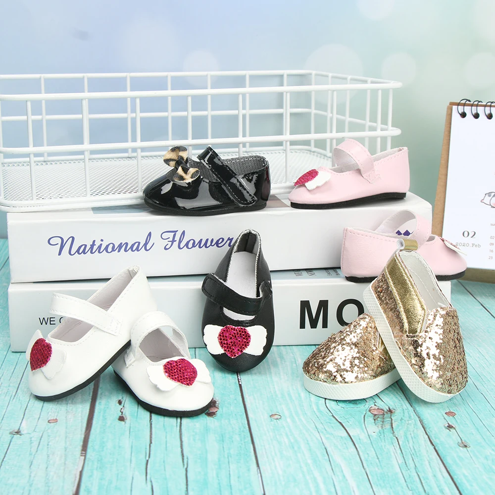 7 см бант Леопард PU кожаная кукла обувь блесток повседневная подходит для 18