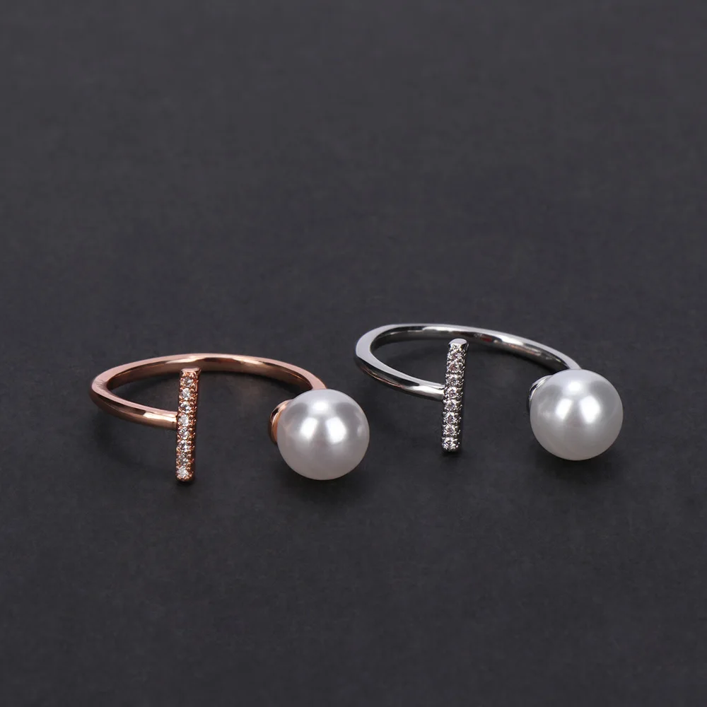 Модное регулируемое женское кольцо с искусственным жемчугом для свадебной