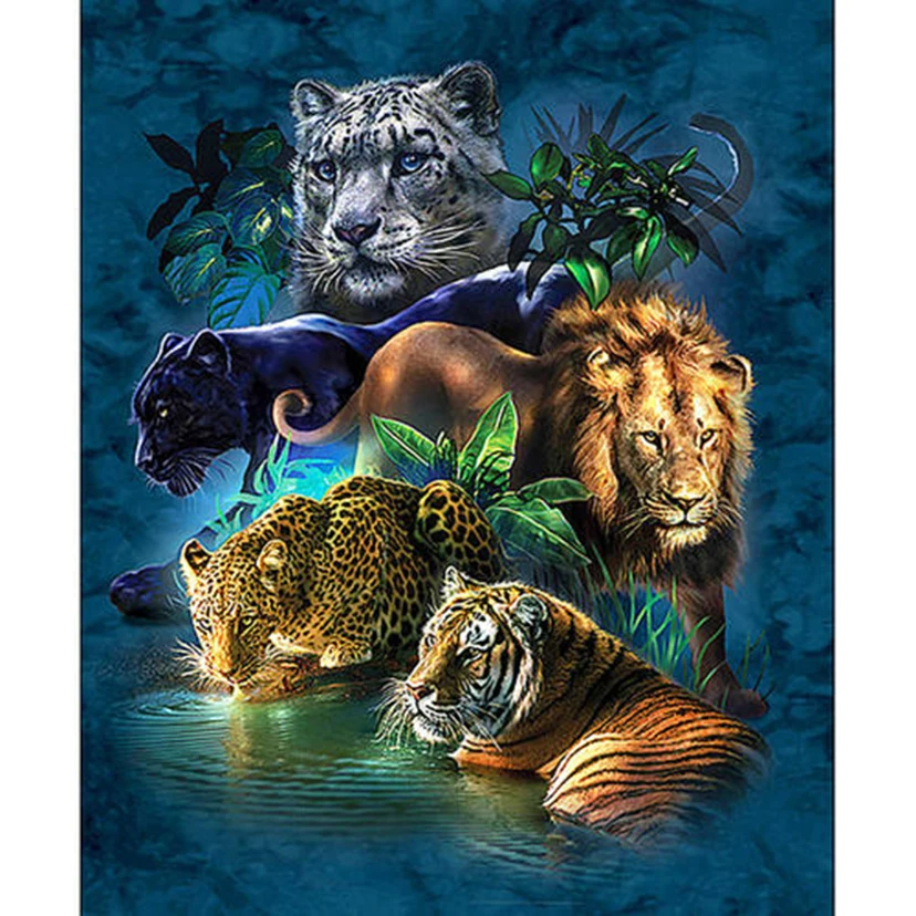 

5D алмазная живопись, вышивка, Король животных, Лев, тигр, гепард, мозаика, полная квадратная круглая вышивка крестиком, домашний декор CM09