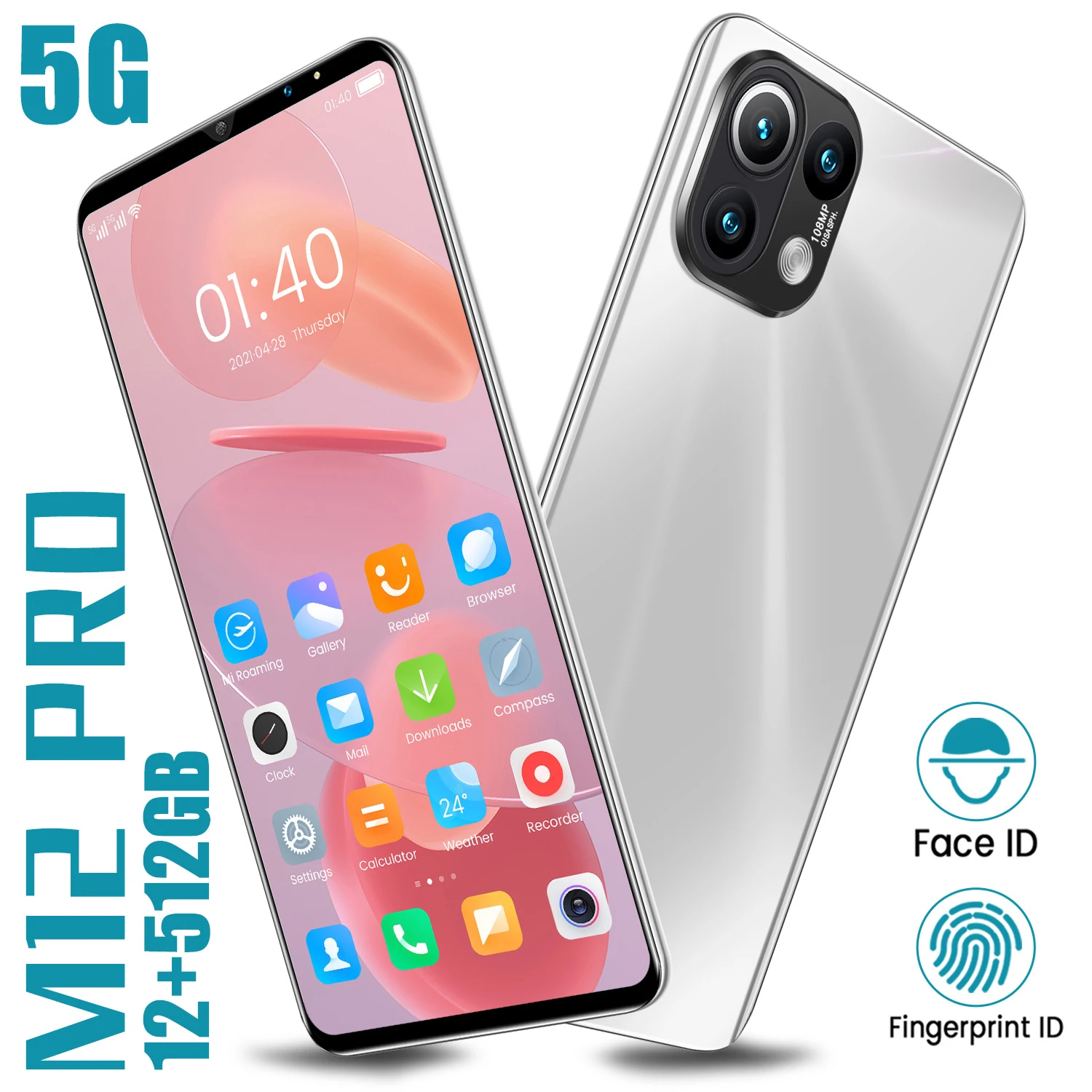 

New Arrival XIAM M12 Pro 6.1 Inch 128GB/256GB 1440*3200 Deca Core 32+64MP Mobile Phones Dual SIM+Micro SD Smartphones Andriod 11