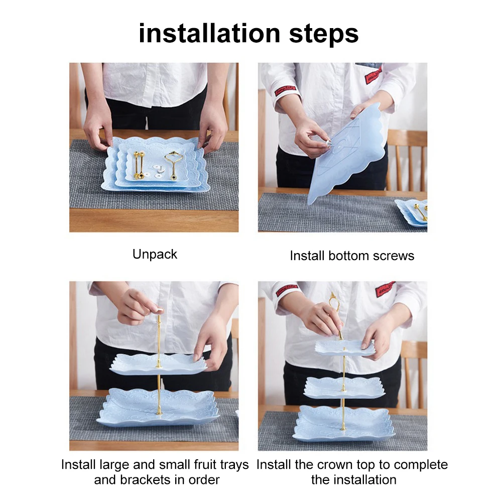 

3 Tier Cake Stand Dessert Cup Bracket Wedding Plates Party Tableware Tool