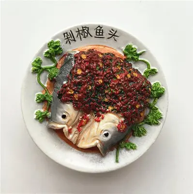 3D стерео китайская еда тарелка рыбы холодильник для мяса магнит кухонный