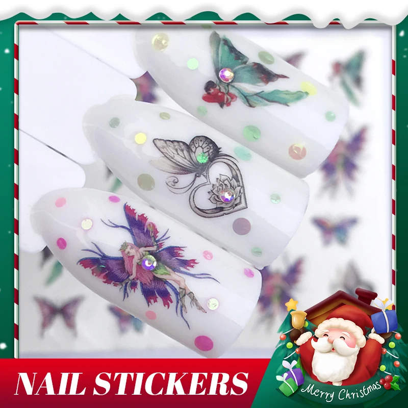 

2021 Winter Hot Selling New Water Transfer Nail Sticker Paper Flower Butterfly Necklace NaiI Waterproof Decal Jewelry