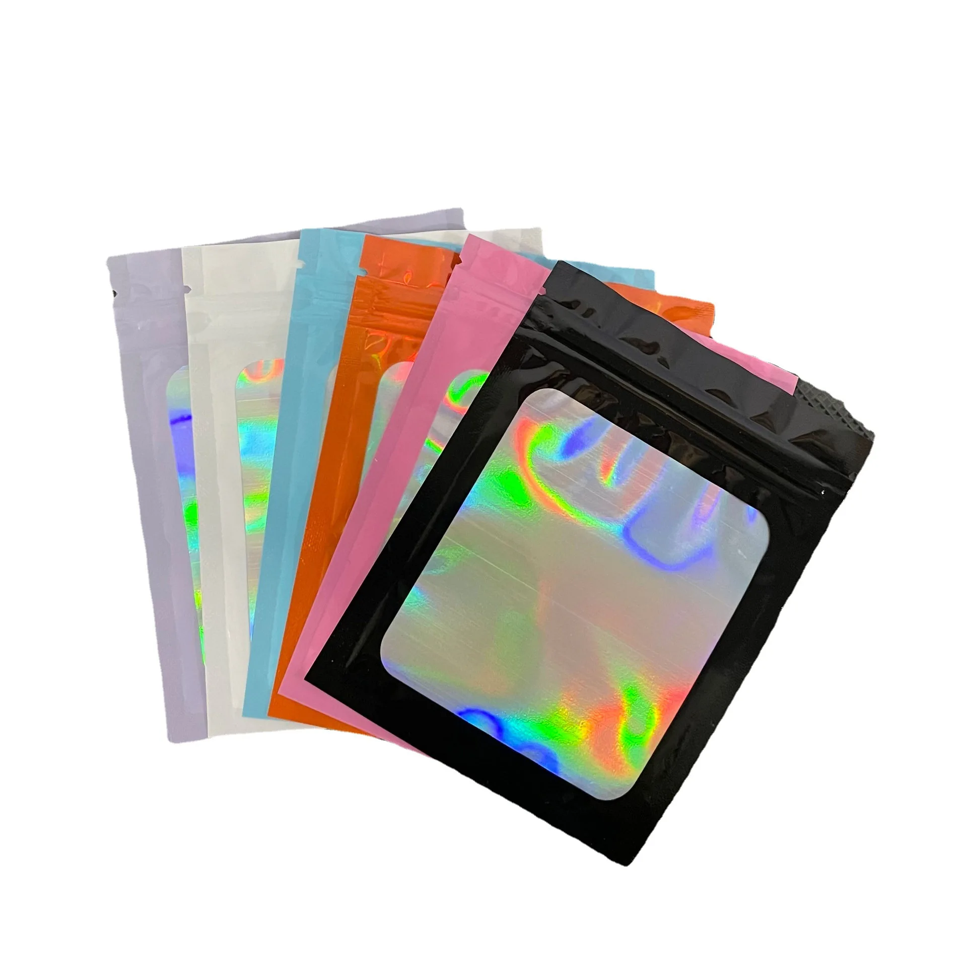 100 Pc Smell Proof Mylar Bags Resealable Odor Proof Bags Holographic Packaging Pouch Bag With Clear Window For Food images - 6