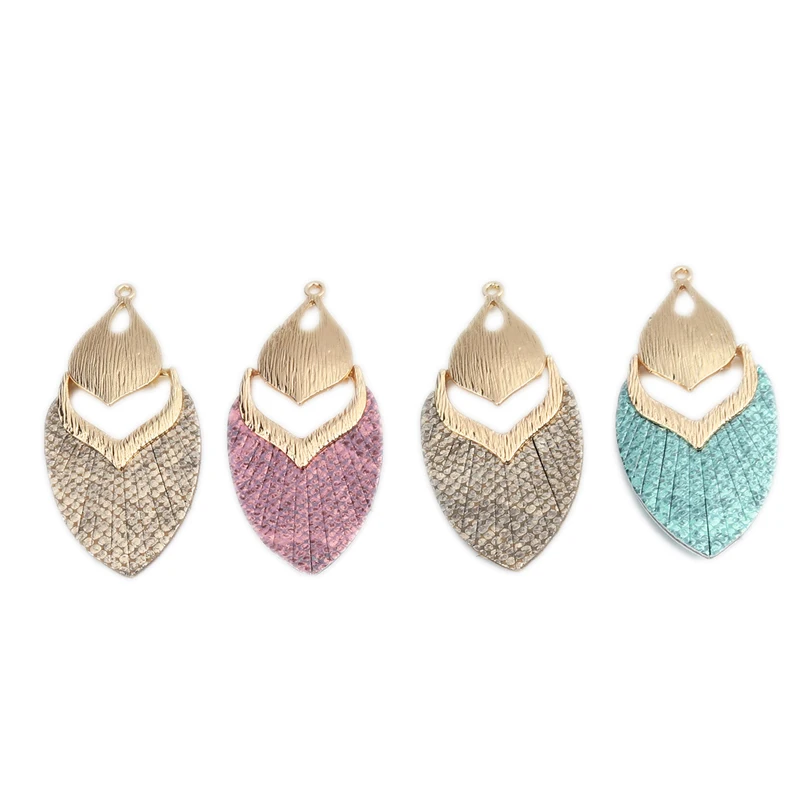 

5PCs Fashion Multicolour Gold Fish Scale Shape Charms For Women Gift Choker Necklace Earrings Wedding Party Jewelry 6.2cmx 3cm