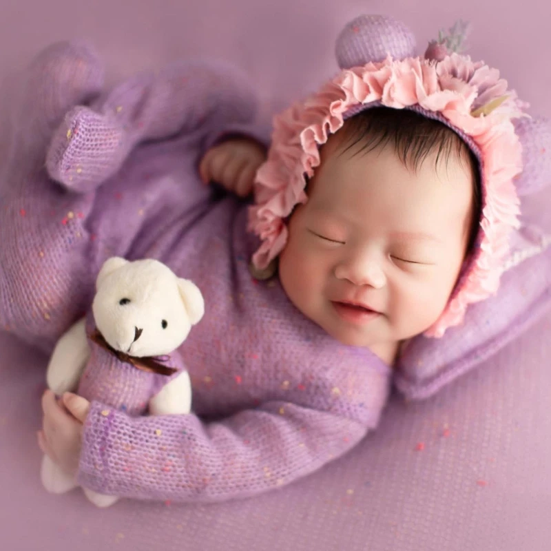

1Set Baby Infants Hat Pillow Romper Jumpsuit Bear Doll Newborn Photography Props
